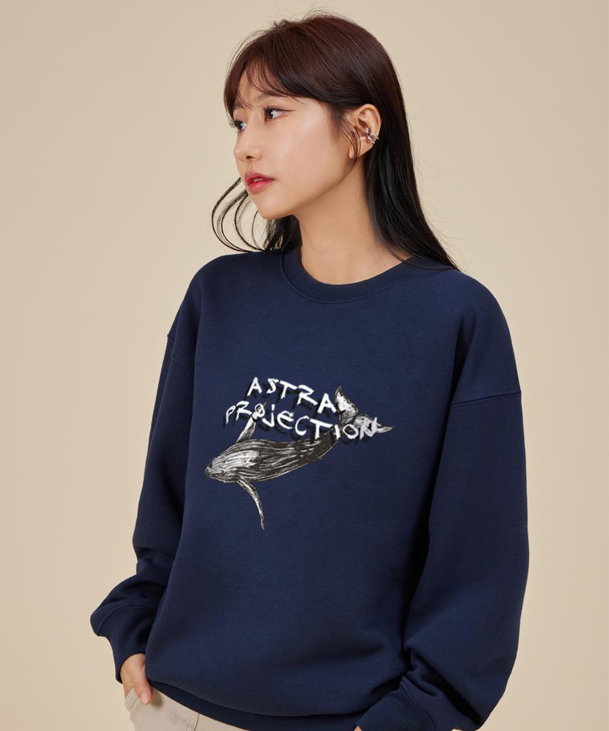 ASTRAL PROJECTION Whale Loose Fit Sweatshirt_Navy