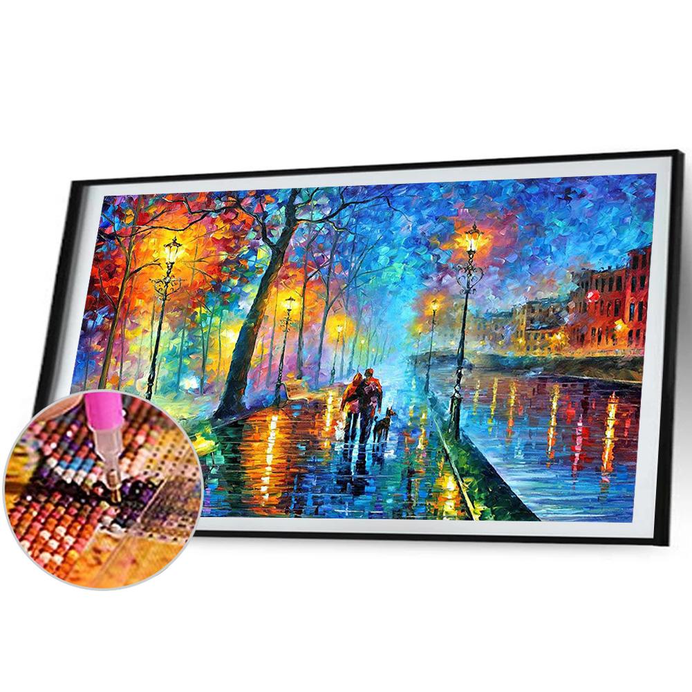 5D DIY Наборы алмазной живописи Неоновая дождливая ночь Полная квадратная дрель Настенный декор Художественные ремесла Мозаика со стразами Картина Украшение дома