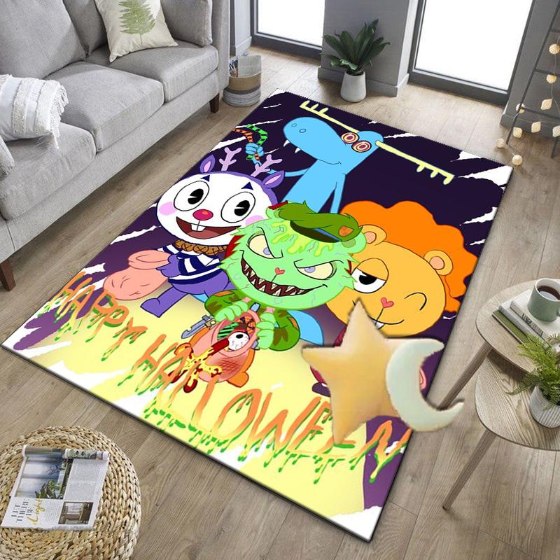 Happy Tree Friends Anniversary Office Rug Chair Mat, Game Carpet, Suitable for Front Door, Bedroom, Living Room, Desk, Holiday Gift