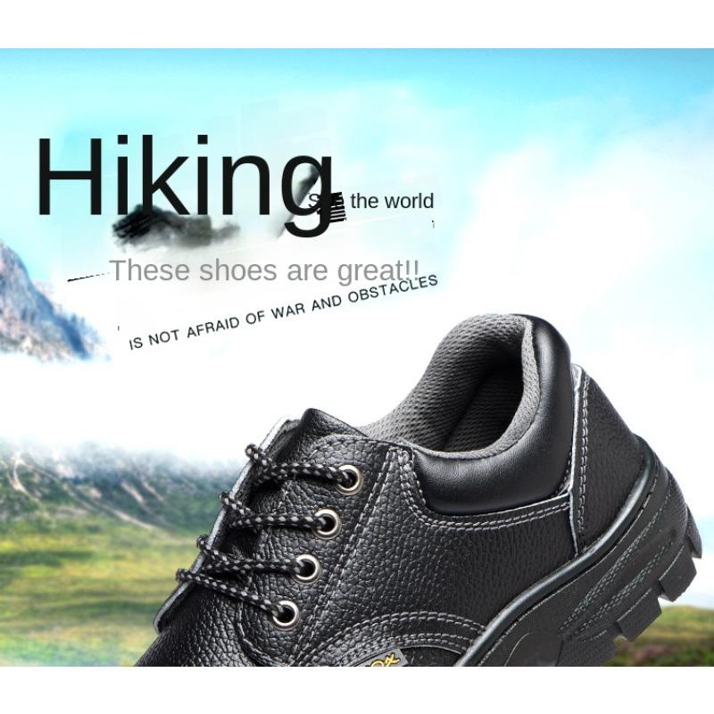 Защитная рабочая обувь для мужчин, износостойкая, легкая, нескользящая, из тисненой коровьей кожи, с защитой от ударов и проколов