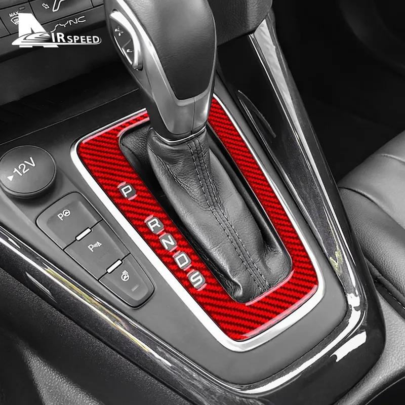 Real Soft Carbon Fiber Sticker For Ford Focus SE 2015 2016 2017 2018 LHD Car Gear Shift Panel Interior Trim Accessories