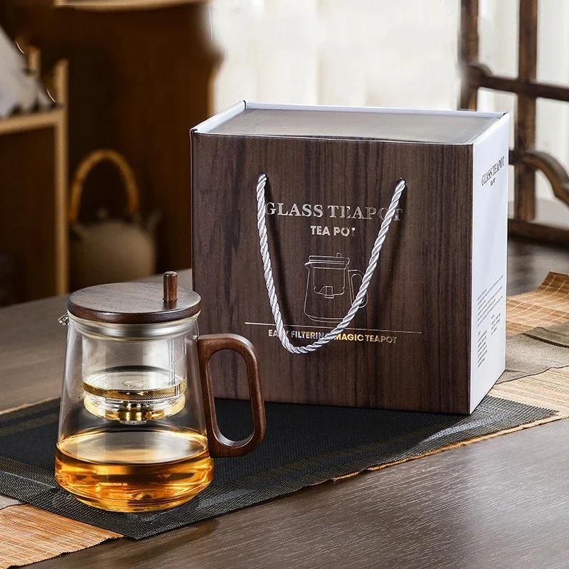 Стеклянный чайный сервиз, цветочные чайники с ситечком для чая, прозрачный стеклянный термостойкий чайник для офиса и дома, стеклянный чайник для заваривания чая