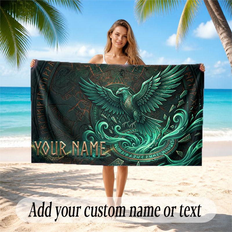 American Patriotic Theme Soft Beach Towel Personalized Custom Name Text Towel Portable for Beach Pool Travel
