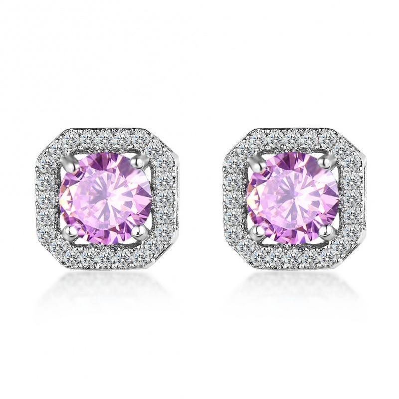 Hot-selling crystal zircon stud earrings slightly inlaid with white diamonds, fashionable and simple earrings for women