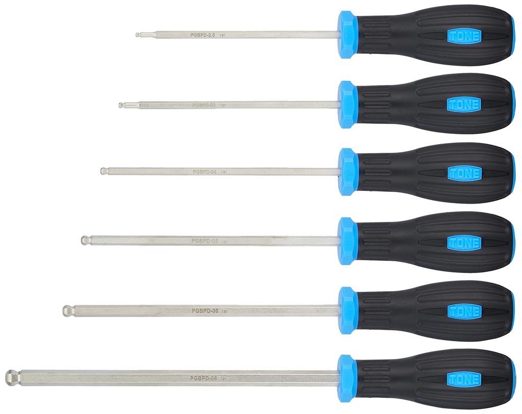 TONE Power Grip Ball Point Driver Set PGBPD600 Blue (6-Piece Set)