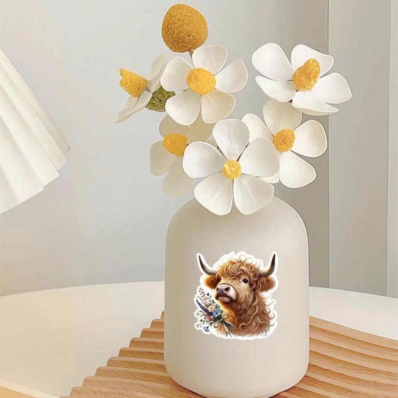 17pcs Cute Fantasy highland yak Stationery Stickers for DIY, Waterproof and Artistic Decals Fresh Images Journals Notebooks