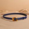 Ретро Золотая Пряжка Тонкий Кожаный Пояс для Женщин Модный Тонкий Пояс на Талию для Платьев Джинсов И Брюк