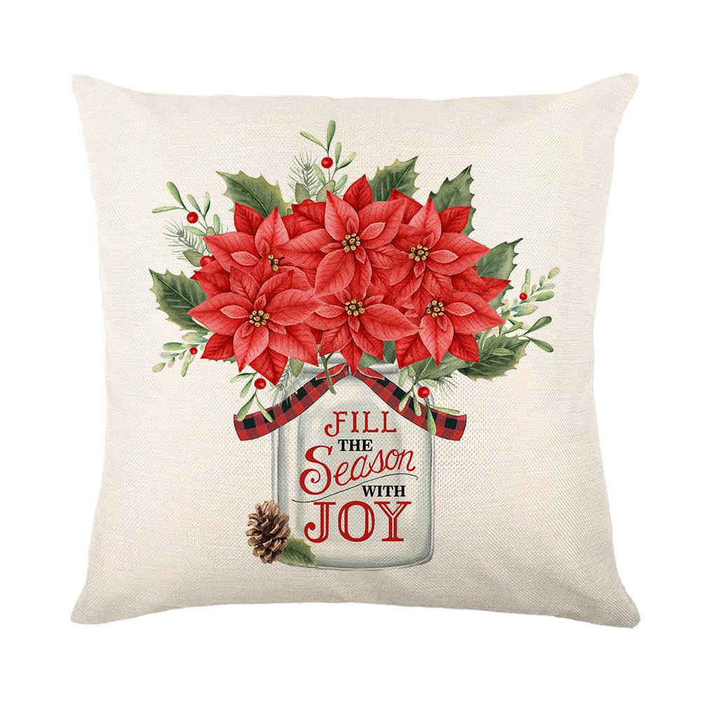 Christmas Truck Flowers Pillow Cover Home Holiday Decoration Sofa Cushion Cover Living Room Bedroom Cushion