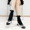 Lolita Lace Frill Mid-Calf Socks with Bow Ribbon - White Ballet Style JK Knee-Highs for Spring & Autumn