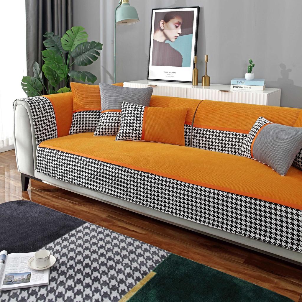 Универсальная подушка для дивана с узором «гусиные лапки» на четыре сезона, современная простая нескользящая подушка для дивана, чехол для полотенец