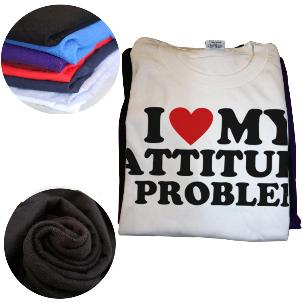 Funny Negativity Joke Vintage Tops EU Size 100% Cotton Unisex O-neck T-shirts Rertro I Heart Love My Attitude Problem T Shirt
