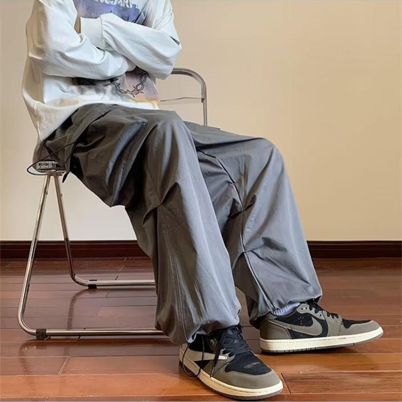 Мужская одежда Y2K Брюки-карго Уличная одежда с карманами на шнурке и эластичной резинкой на талии Мешковатые брюки Хип-хоп Свободные женские широкие брюки Комбинезоны