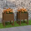 822114 vidaXL Planters 2 Pcs Honey Brown 40x40x52.5 Cm Solid Pine Wood