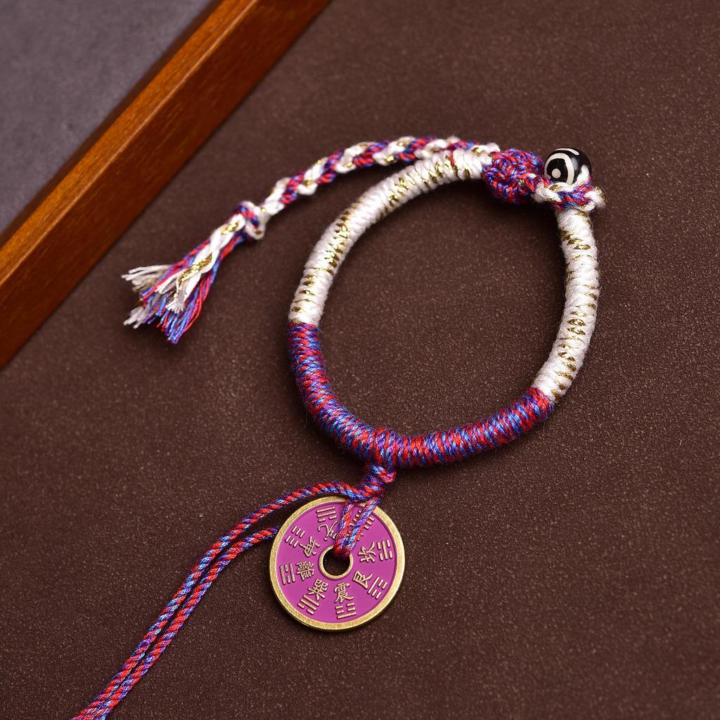 Тибетский плетеный браслет ручной работы, регулируемый, с цветком Горного Духа и бусиной Дзи на богатство