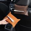 PU Leather Car Tissue Box Cover Sun Visor Seat Back Hanging Type Car Tissue Box Armrest Towel Tissue Storage