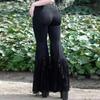 Goth Flared Pants Sexy Black Lace Patchwork High Waist Vintage Harajuku Hippie Punk Streetwear Y2k Pants