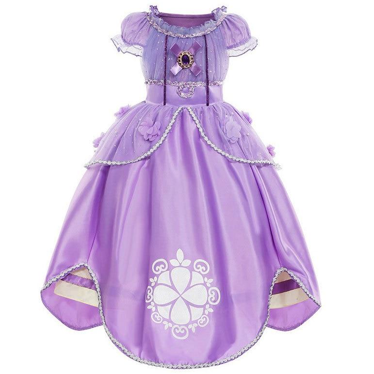 Sofia Princess Dress for Girls 7-8 Years 130cm Role Play Costume Party Birthday Gift Halloween Carnival Outfit