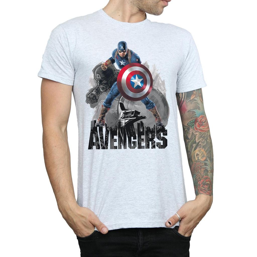 Marvel Mens Captain America Action Pose T-Shirt