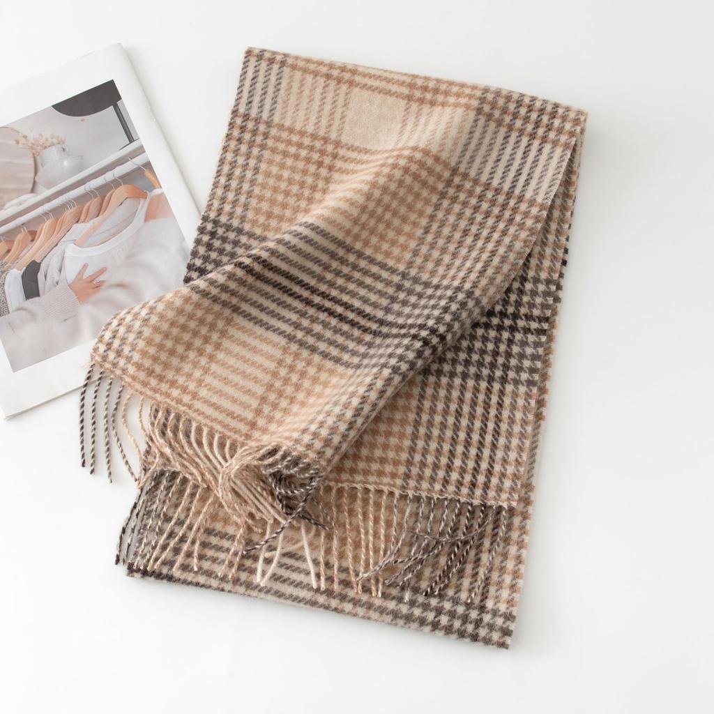 Рождественский шерстяной шарф для женщин, высококачественный и универсальный, клетчатые панели, теплый шарф для студентов