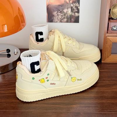 2025 новая весенняя обувь в стиле колледж, милые граффити, универсальные туфли-хлебушки, женская спортивная и повседневная легкая обувь для скейтборда, женская обувь