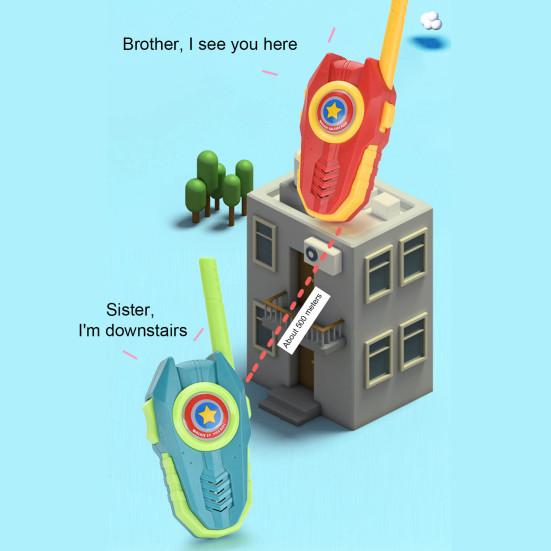 2 шт. Детский домофон со светодиодной подсветкой, беспроводной детский портативный домофон с радиусом действия 500 м, для использования в помещении и на открытом воздухе, для мальчиков и девочек, двухсторонняя радиосвязь, игрушка