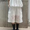 Men Elastic Waist Lace Hollow See Through Unlined Cover Up Short Wide Legs Pants