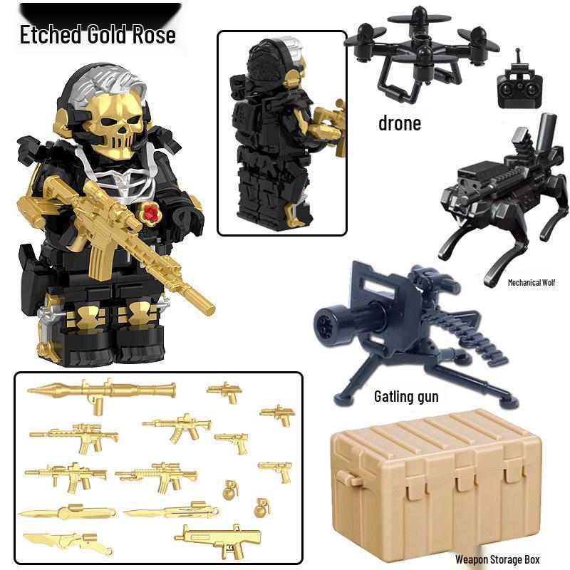 Совместимая LEGO Дельта Экшн Эрозия Золотой Розовый Велоцираптор Модель Минифигурка Игрушка