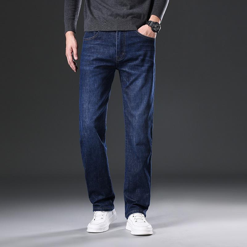Осенние и зимние мужские легкие деловые прямые джинсы, универсальные брюки, теплые вельветовые свободные брюки для мужчин среднего возраста, отцовские
