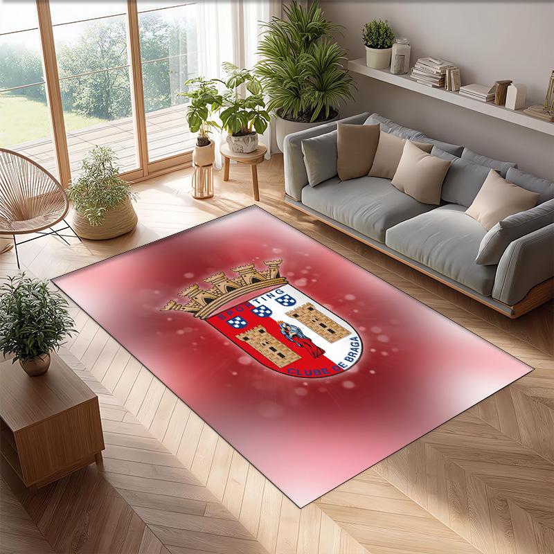 Braga FC Soccer Football Pattern Soft Area Rug Non Slip Indoor Floor Carpet Sports Decor Mat for Bedroom