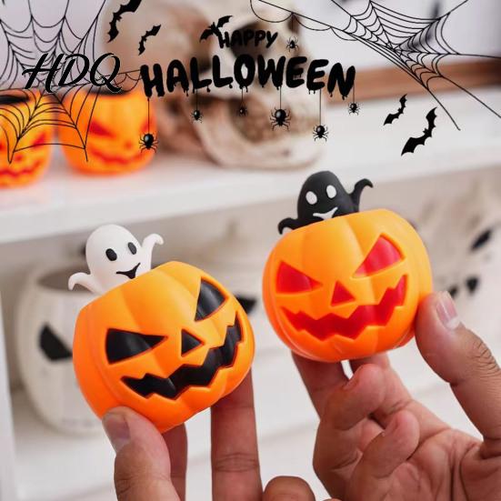 Pumpkin Pinch Toys 12Pcs Pop-up Ghost Squeeze Toy, Stress Relief Head Sensory Toy Creepy Fidget for Party Favors