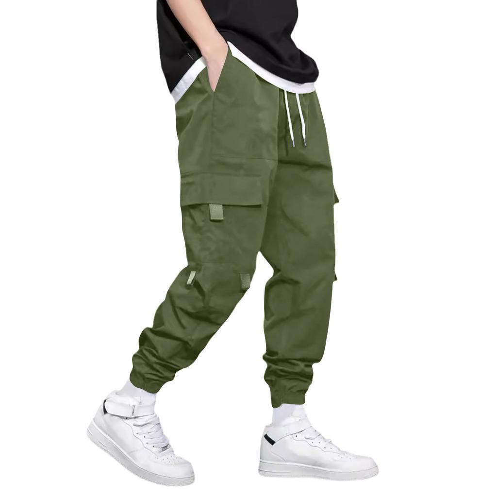 Men's Overalls Drawstring Multi Pocket Casual Pants Hiking Pants Cotton Twill Pants
