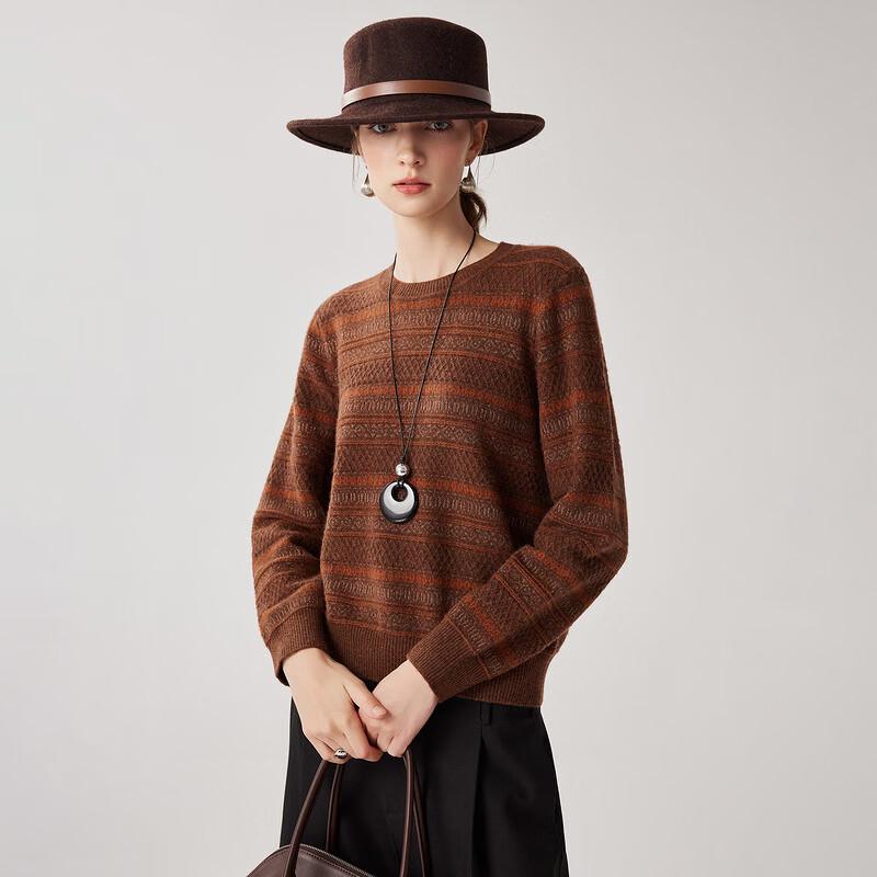 Zhaojun Women's Fair Isle Cashmere Crew Neck Sweater