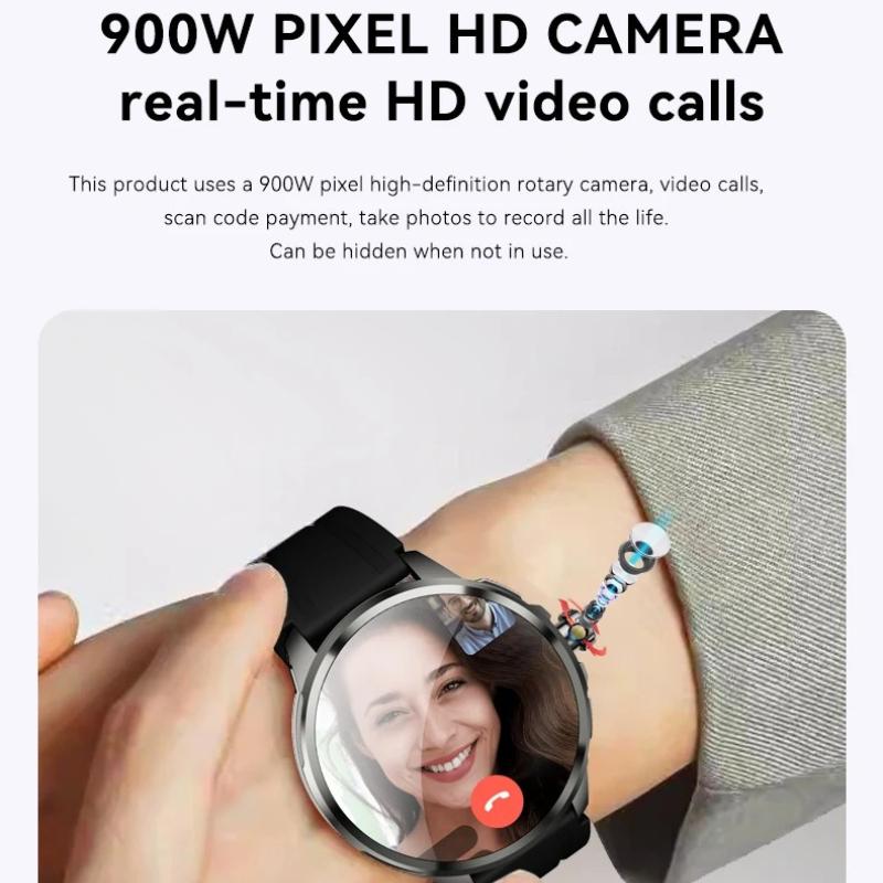 Умные часы 5G Full Network, 1,95 дюйма, 720*720, большой экран, HD-видеозвонки, 8 ГБ ОЗУ + 128 ГБ ПЗУ, монитор сердечного ритма, водонепроницаемые, Google Play, Wi-Fi, GPS