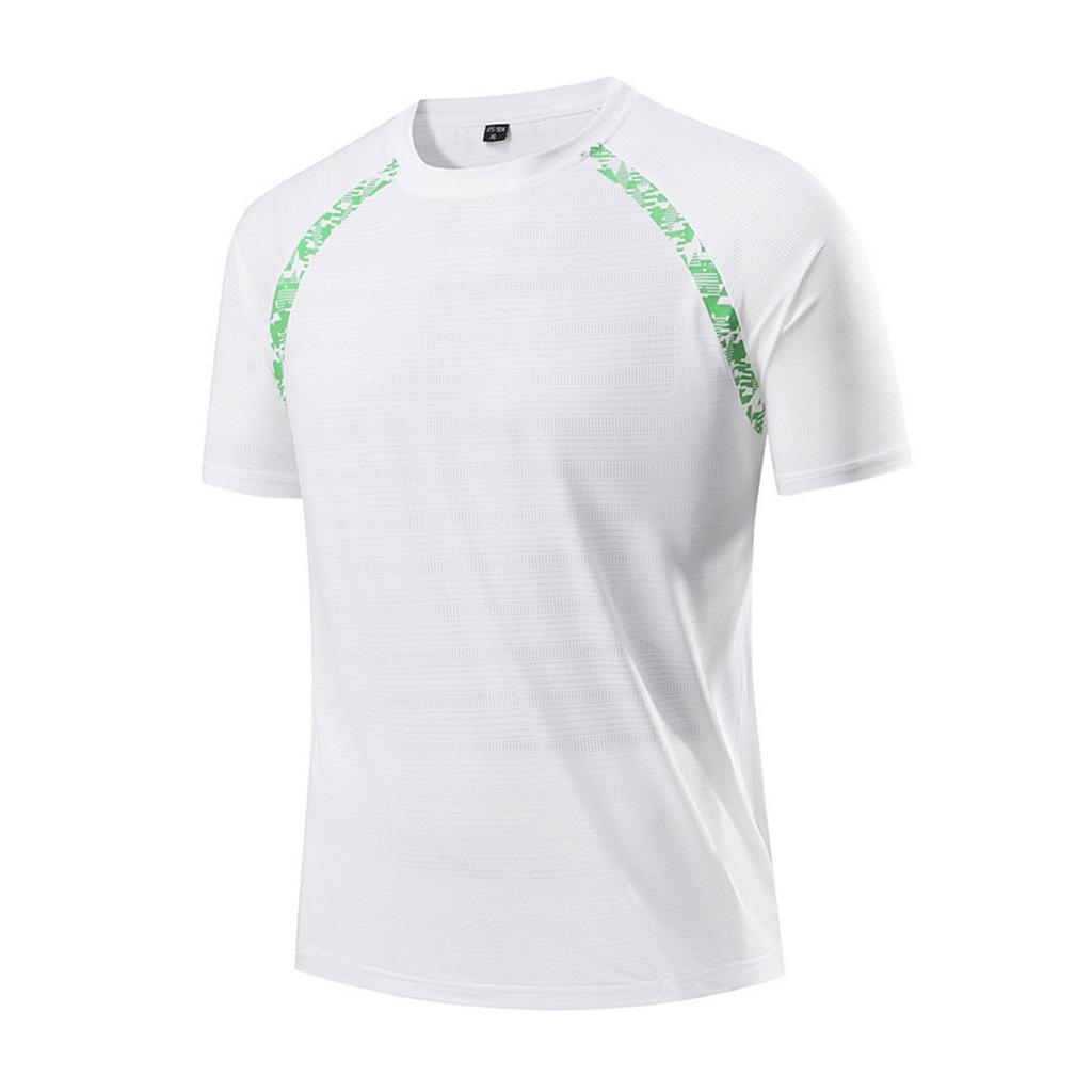 Мужская летняя облегающая дышащая одежда из шелка с круглым вырезом, быстросохнущая, повседневная спортивная футболка, топы