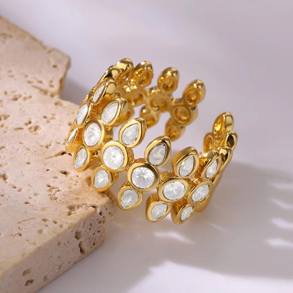 White Color Geometric Stainless Steel Rings For Women Gold Color Adjustable Wedding Aesthetic Ring Jewelry Gift Accessories