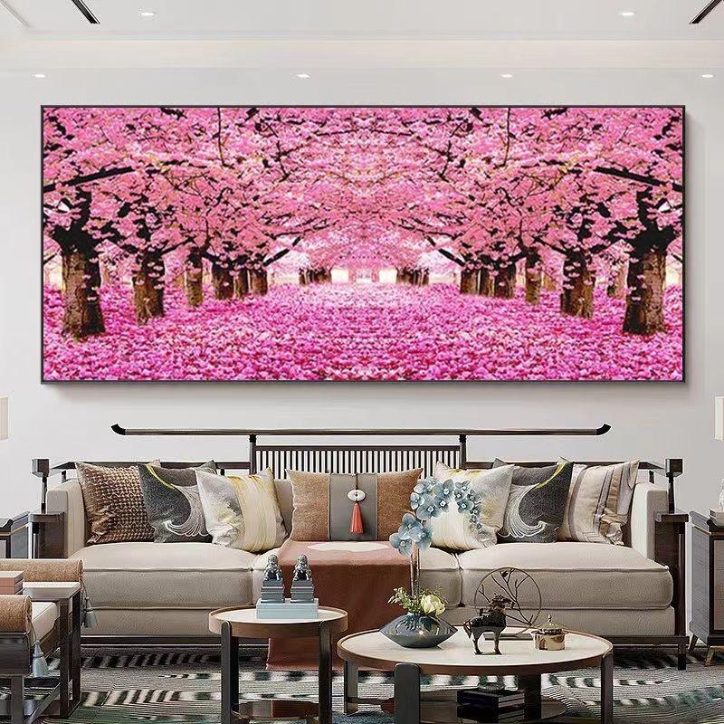 Diamond Painting Full Diamond 5D Living Room Bedroom Modern Romantic Scenery Cherry Blossom Mosaic Art Cross Stitch Dot Diamond Hand Diy
