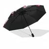 1pc Pink Floral Butterfly Pattern Umbrella with Plastic Handle,Suitable for All Seasons Home Travel Outdoor UmbrellaDD709