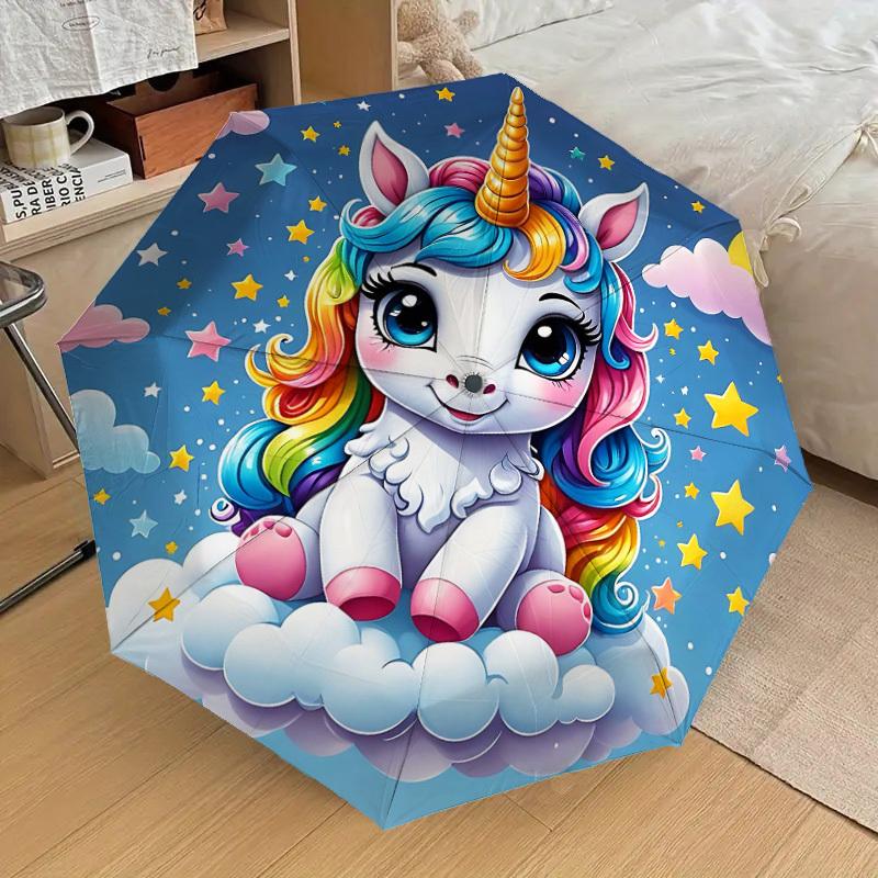 1PC Unicorn Cloud Umbrella-8-Rib Reinforced Portable Folding Travel Suitable for All Seasons Outdoor Daily Use Is an Ideal Choice -F389