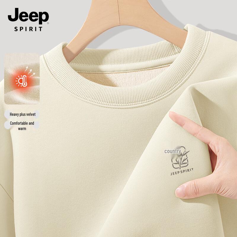 JEEP SPIRIT Men's Fleece-Lined Crew Neck Sweatshirt