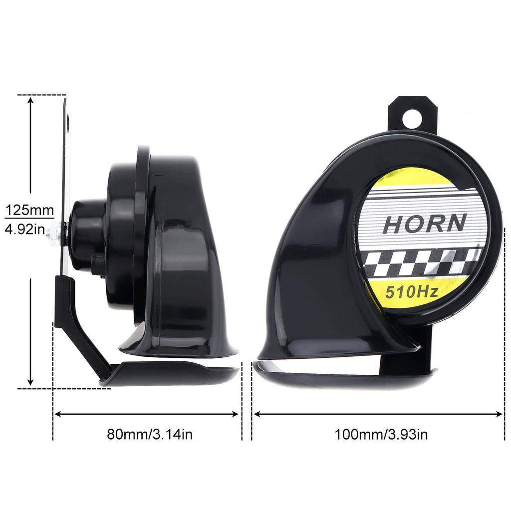 DC 12V 115dB Universal Car Horns Signal Single Sound ABS Snail Horn Claxon Fit for Motorcycles Bicycles Automobiles Cars Vehicle