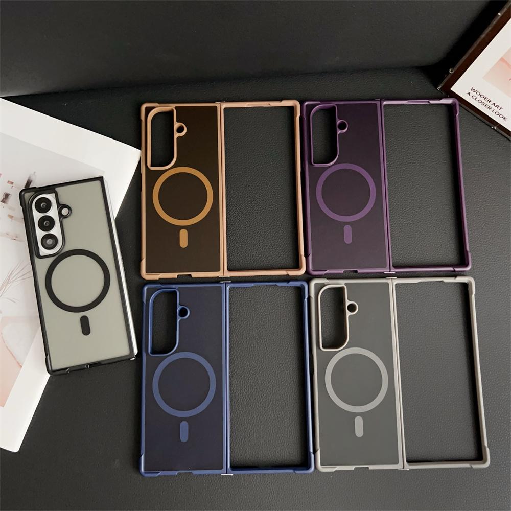 Для Magsafe Магнитный Матовый Прозрачный Чехол для Телефона для Samsung Galaxy Z Fold 7 6 5 4 Fold7 Fold6 Подушка Безопасности Бампер Ударопрочный Чехол