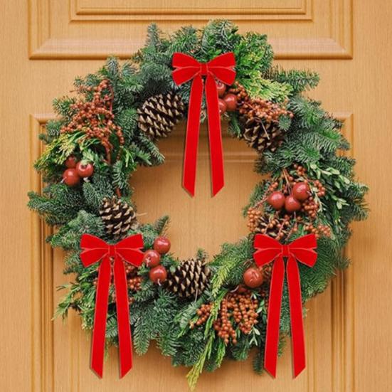 12 шт. Рождественские бархатные банты, деревенские винтажные бархатные ленточные банты для DIY поделок, упаковки подарков, гирлянды для елки, венка, рождественского украшения