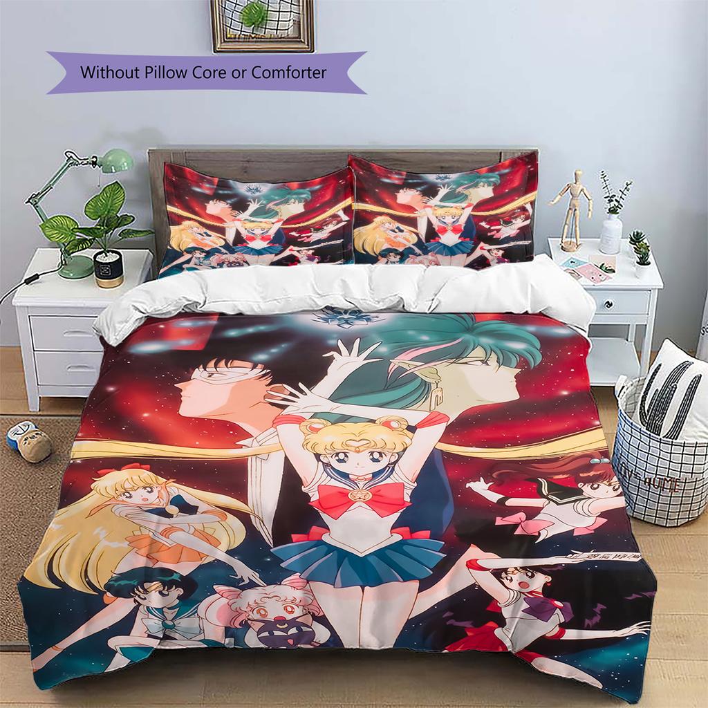 Sailor Moon Transformation Duvet Cover & Pillowcases, Sailor Moon Fan Bedroom Bedding, Perfect Gift.chl