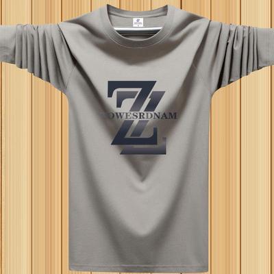 Мужская футболка с длинным рукавом из чистого хлопка - Круглый вырез, Свободный крой, Большой размер, Национальный стиль, Коллекция Весна/Осень