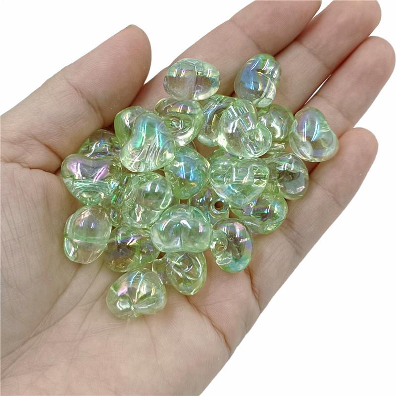 Красочные бусины в форме персикового сердца, изготовление ювелирных изделий, 10 шт., серьги своими руками, модные ювелирные изделия, материал для браслета, акриловое ожерелье с отверстием сзади