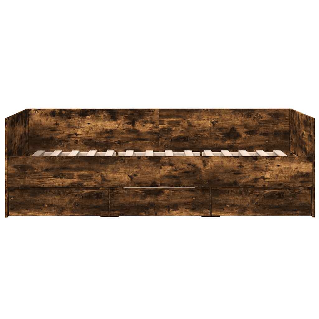 Daybed with Drawers without Mattress Smoked Oak 90 x 200 cm