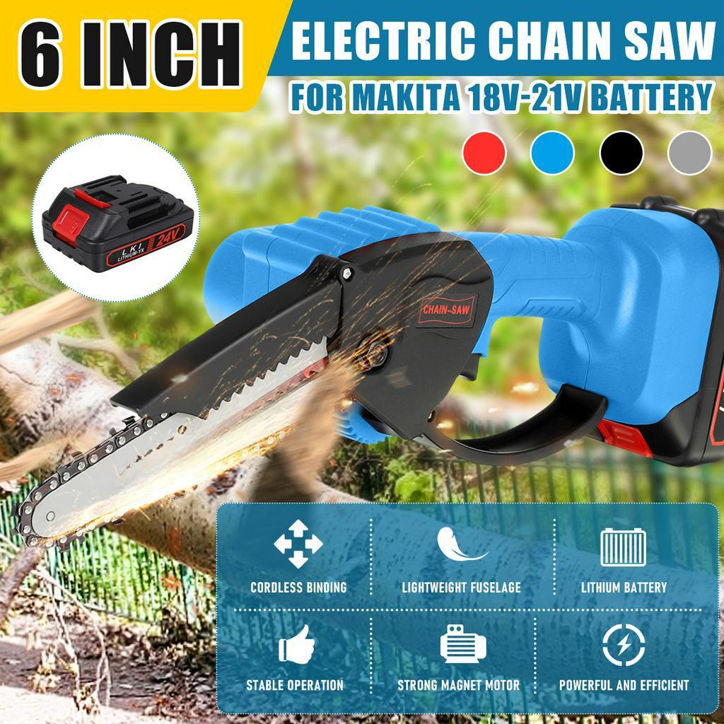 6-дюймовая электрическая цепная пила, пила для обрезки, 1200 Вт, аккумуляторная, садовая пила для валки деревьев, инструменты для резки дерева для аккумулятора Makita