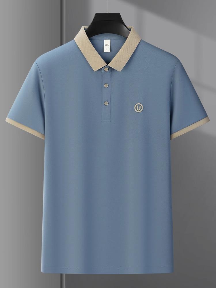 Мужская рубашка поло с коротким рукавом: Летняя повседневная легкая роскошь с вышитым лацканом для модных пап