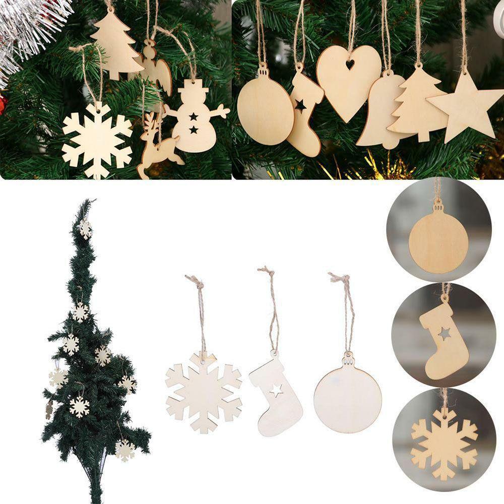 Pendant Decorations DIY Craft Christmas Decor Wood Hanging Tree Ornaments Snowman Snowflake Elk