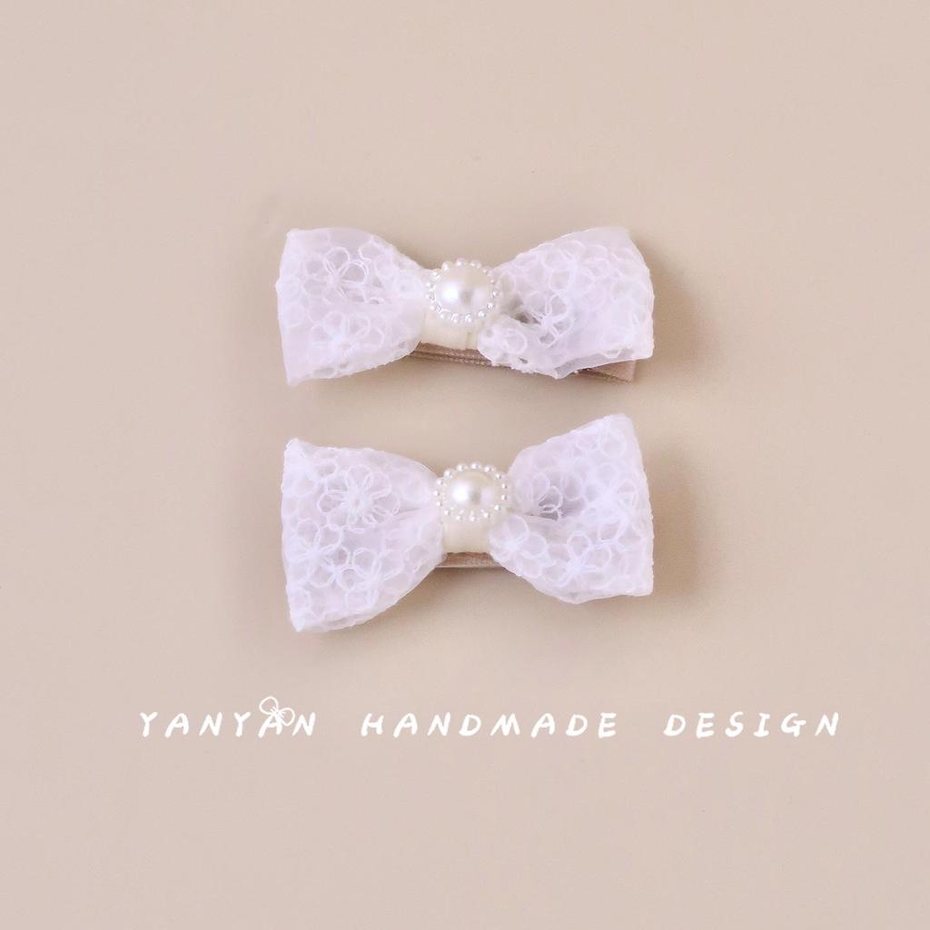 Sweet French-Style Lace Bow Hair Clip for Girls – Cute Bangs Side Accessory
